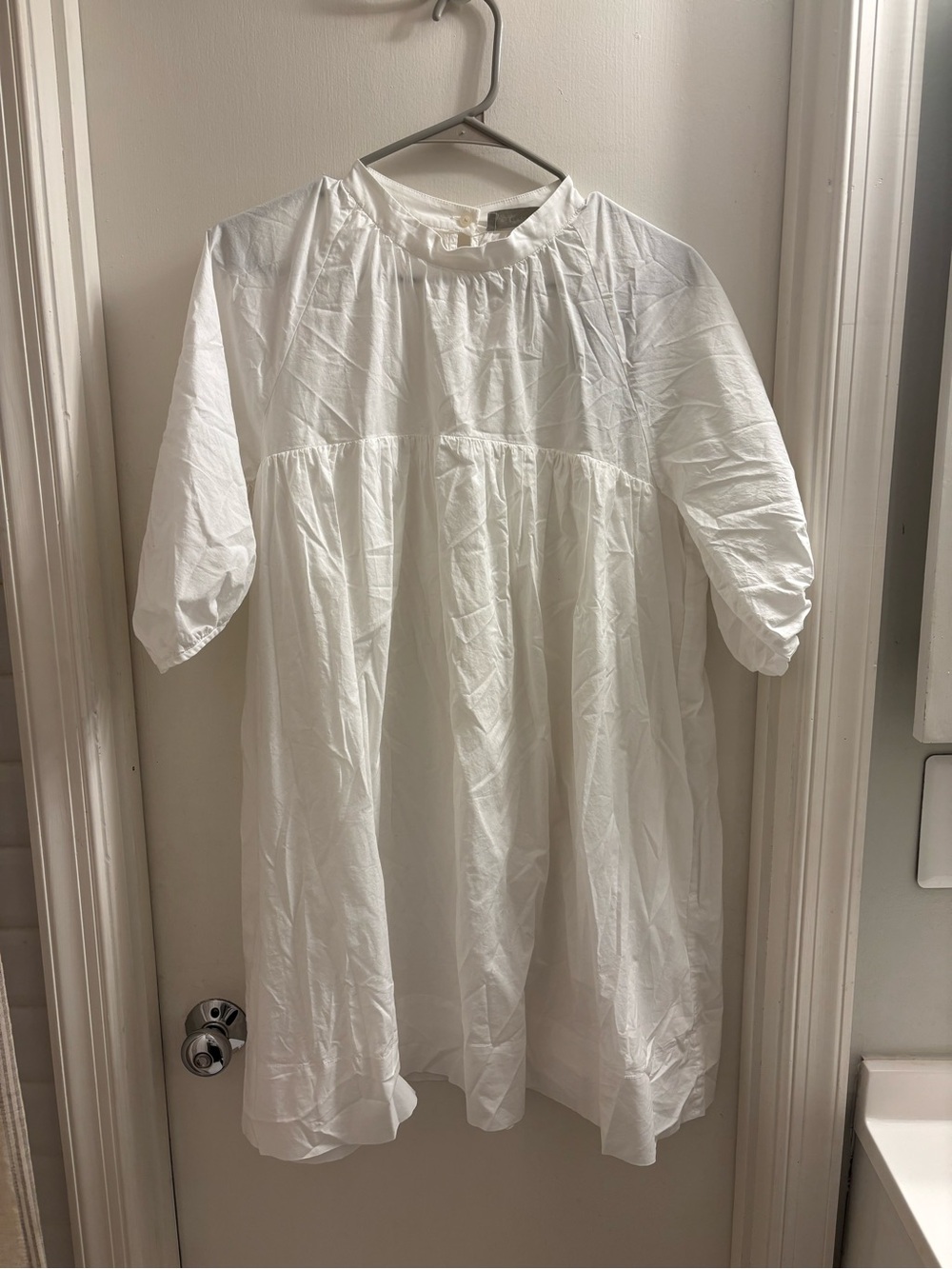 Everlane White Cotton Mini Yoke Dress NWT